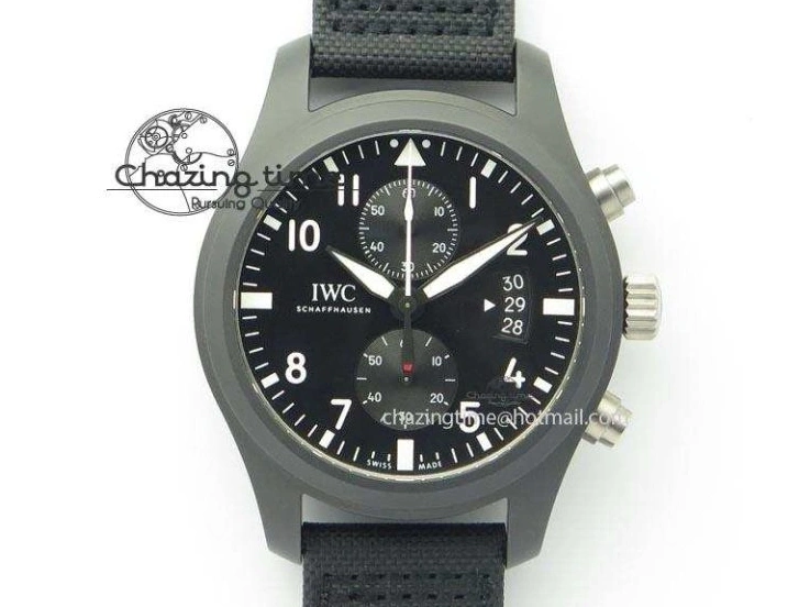 MIROTIME 0412 EasyCare Pilot Chrono IW388001 Real Ceramic ZF 1:1 Best Edition On Black Nylon Strap A 7279